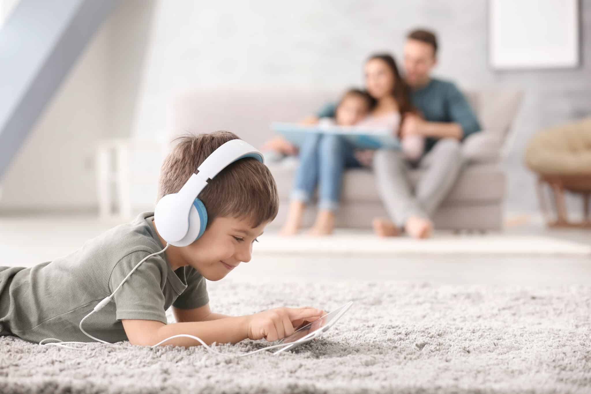 A boy with headphones